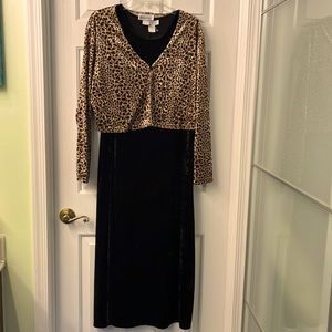 Vintage black maxi w/leopard jacket